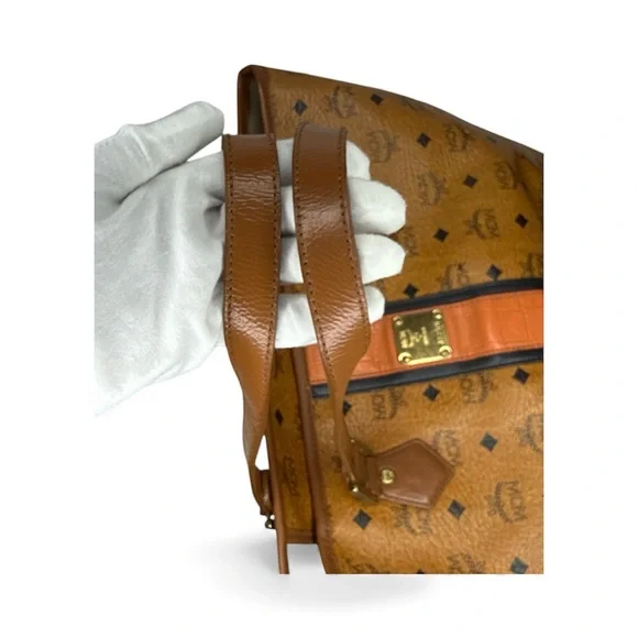 (MT45) MCM Brown and Orange Logo Tote - Picture 9 of 14